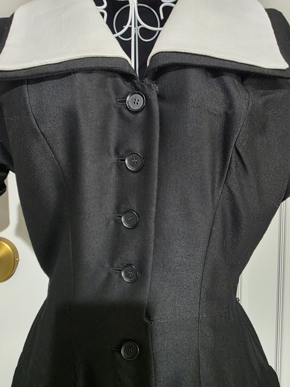 Vintage Christian Dior new York Black Midi Dress with White - Picture 4 of 16